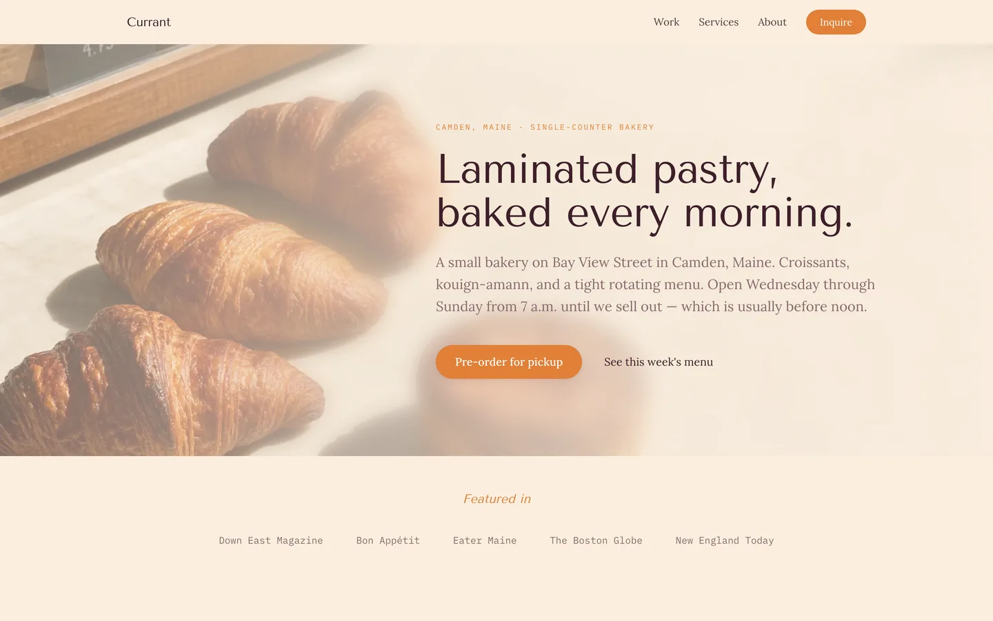 Currant — example site built with ClientCasa