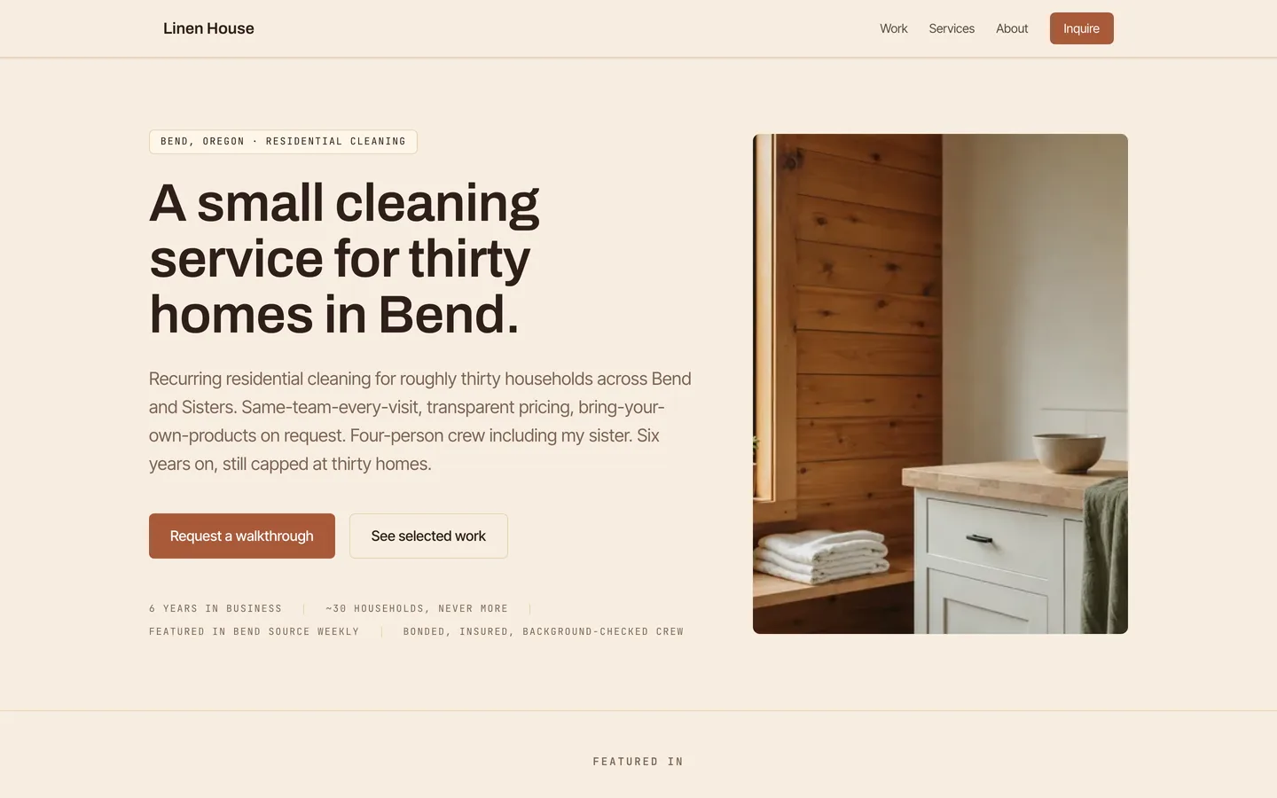 Linen House — example site built with ClientCasa