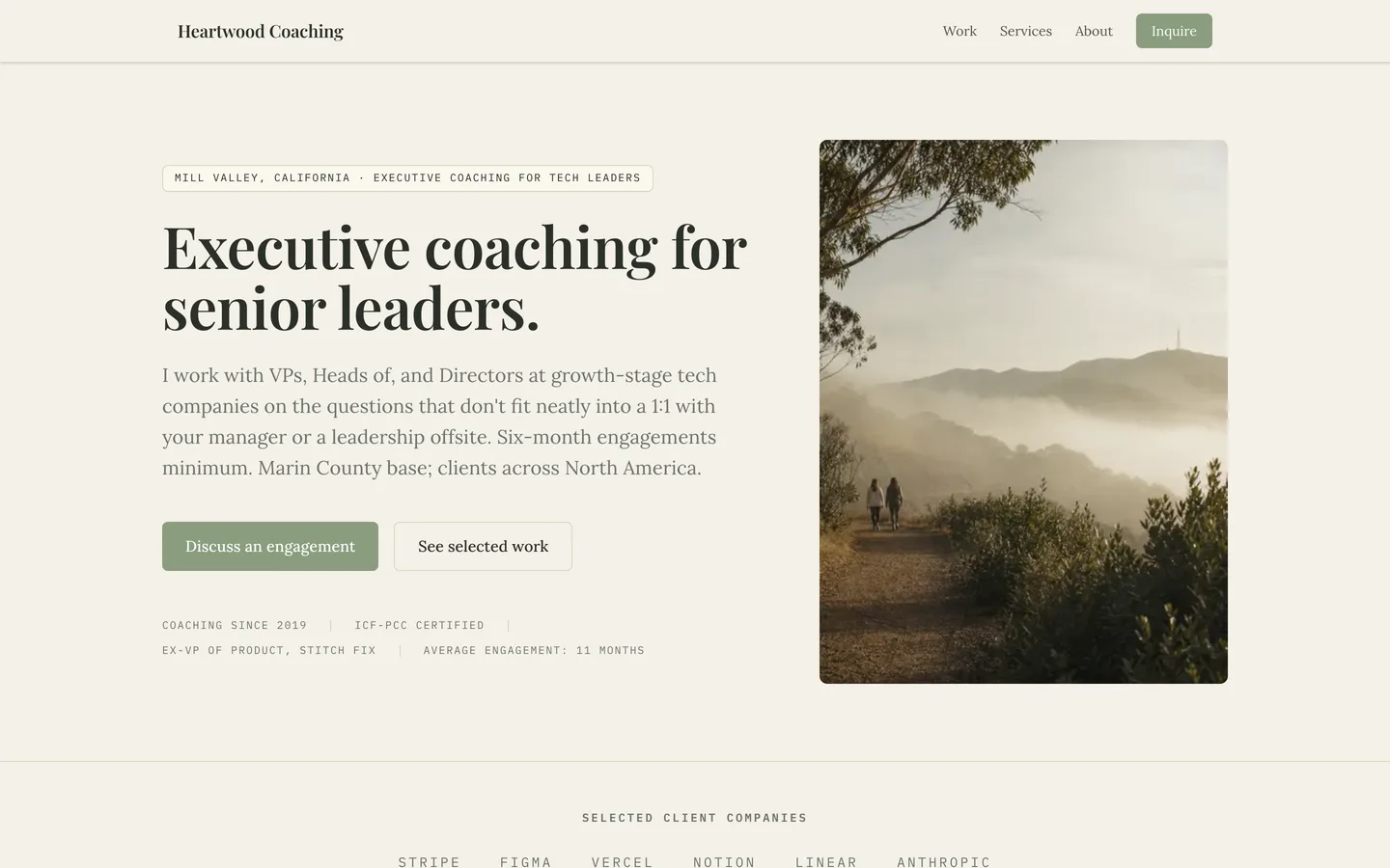 Heartwood Coaching — demo site built with ClientCasa
