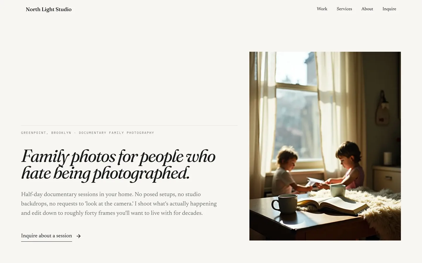 North Light Studio — example site built with ClientCasa